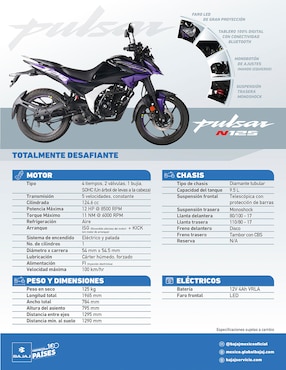 Motocicleta deportiva Bajaj pulsar n125 2026
