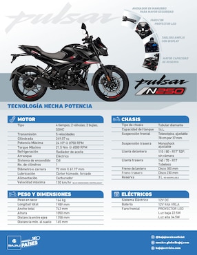 Motocicleta deportiva Bajaj baj pulsar n250 carbur 2026