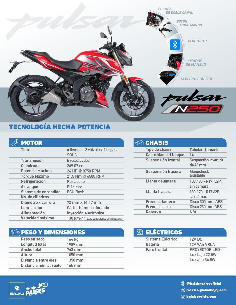 Motocicleta deportiva baj n250 fi 2026 9
