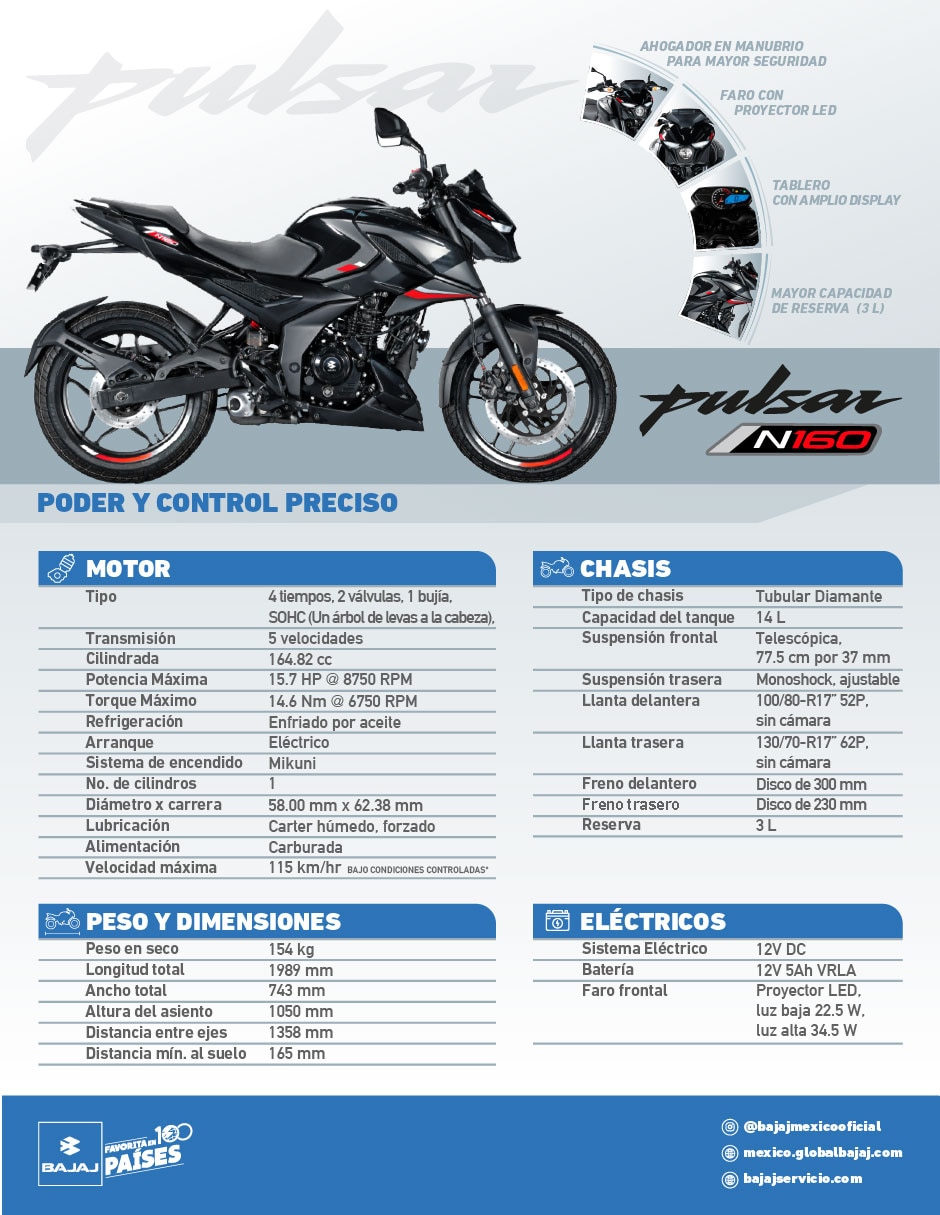 Motocicleta deportiva baj n160 carburada 202 2026 2