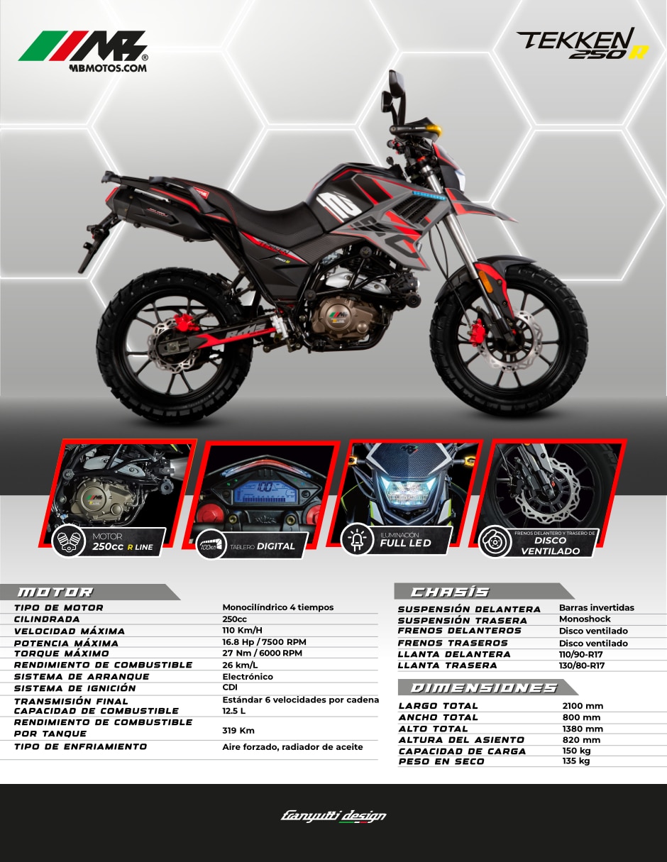 Motocicleta doble propósito tekken 250 r 2026 9