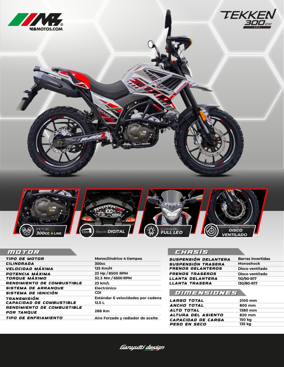 Motocicleta urbana MB MOTOS TEKKEN 300 PE 2026 4